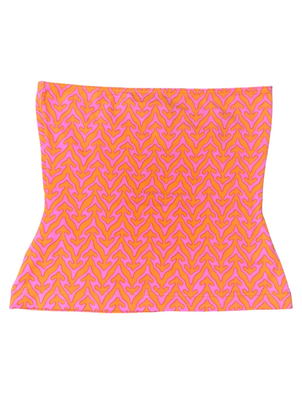 Manuel Canovas Paris Women’s Size 6 Pink Orange Printed Strapless Tube Top